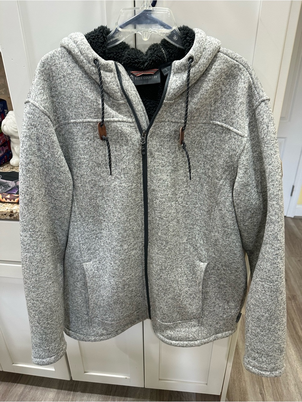 Free Country Gray Hooded Sherpa-Lined Zip Jacket